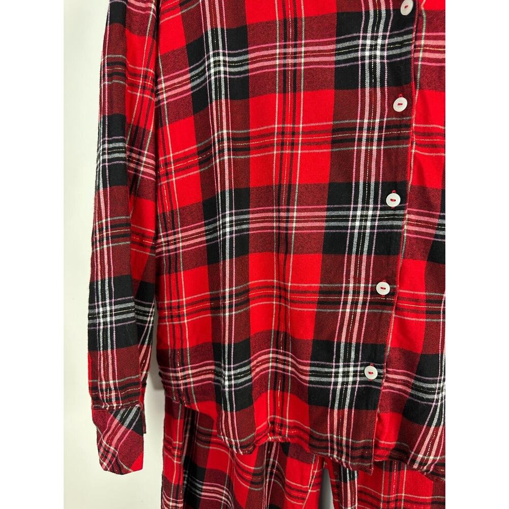 Victoria's Secret Shimmer Flannel Long Sleeve Shirt Pants Plaid Pajama Set Large - Picture 6 of 16